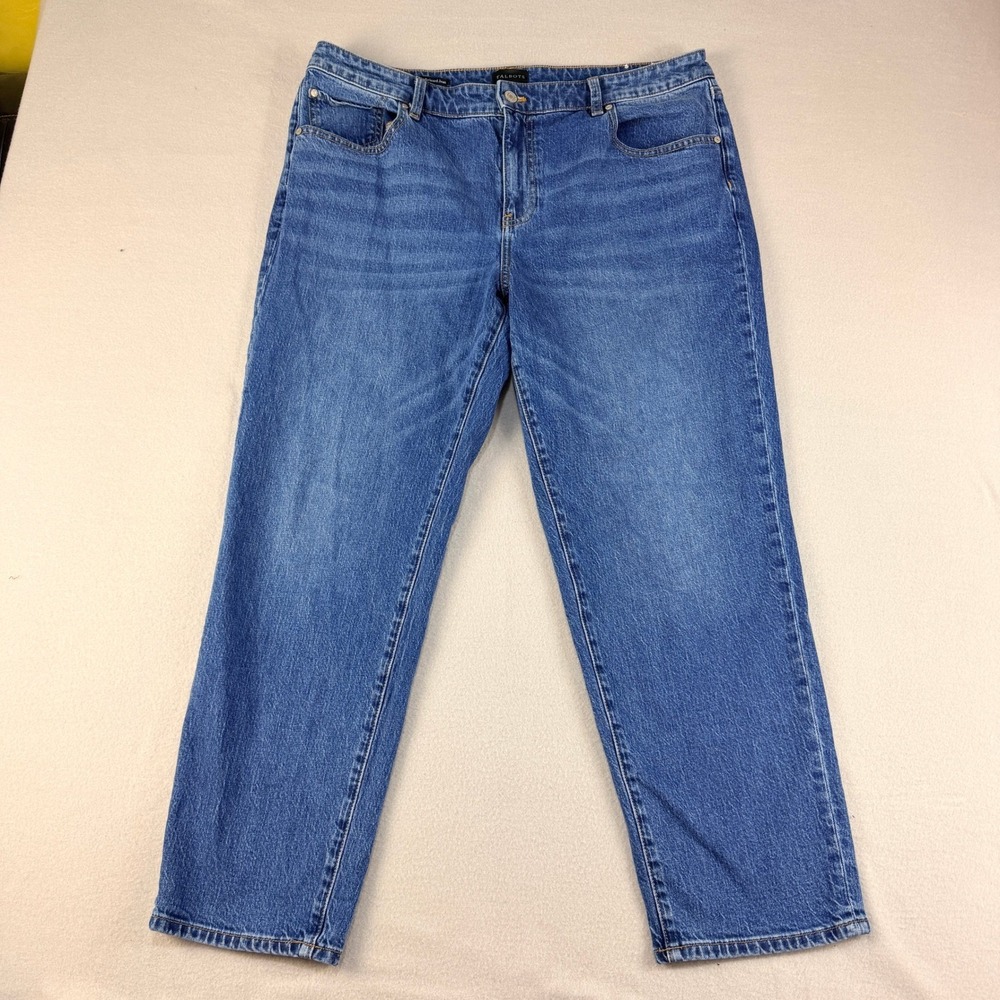 Talbots Everyday Relaxed Jean Womens 14 Bristol Wash Blue Denim Mid Rise Stretch
